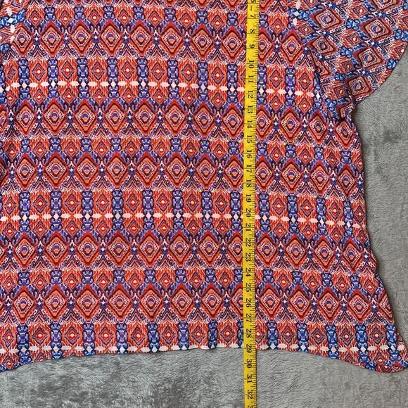 Catherines Women’s Plus Top Multi Color Mosaic Print Stretchy Cutout Tunic Top - Picture 8 of 9